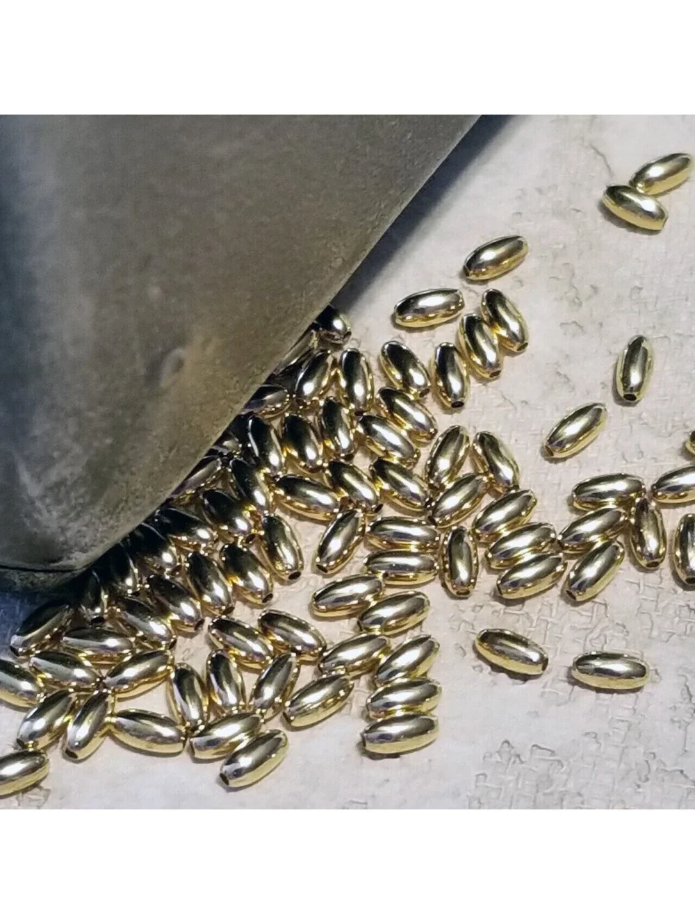 100 Gold 14K Plated Plated Brass 4mm Smooth Oval Spacer Beads Bulk Lot
